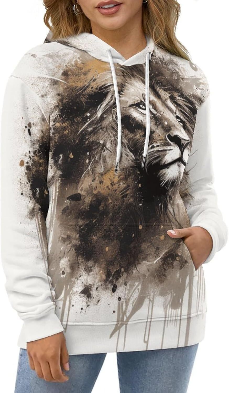 Hoodie for Mens Womens Mens Lion Hoodies Casual Fashion is cool Cool Hooded Sweatshirt Top for Men Graphic Hoodies sweatshirt Pullover Long Sleeve