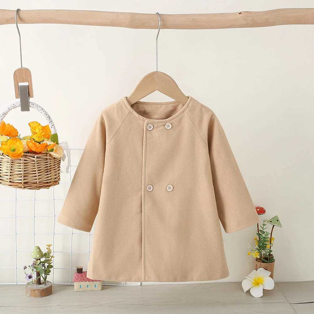 (6 months -3 years old) New Korean chiffon baby girl jacket for autumn and winter simple solid color childrens long sleeved clothing W241023