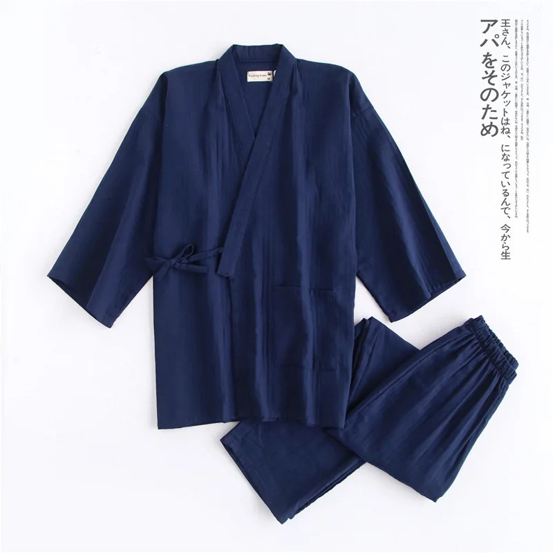Japanese kimono open top pants 2-piece set mens sleepwear cotton comfortable home set sleepwear daily casual wear 241023