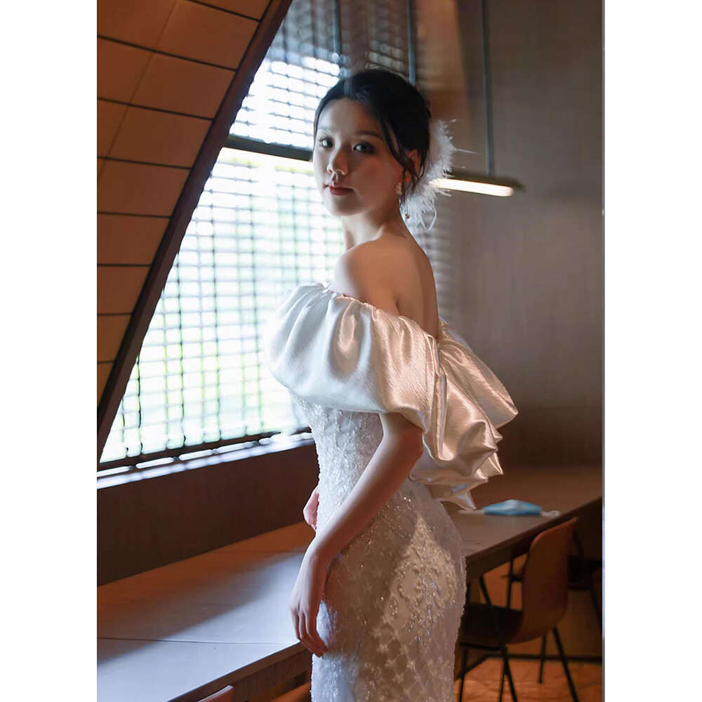 Fashion Women's Backless Strapless Satin Removable Hem Mermaid Bride Custom Wedding Dress Elegant 2023