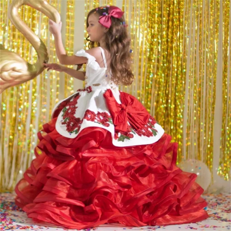 Charro Flower Girls Dress For Wedding Tutu Kids Pageant Party Gowns Birthday Dress Mexican Tiered Ruffles 2025 Mariachi Toddler Escaramuza Birthday Ca