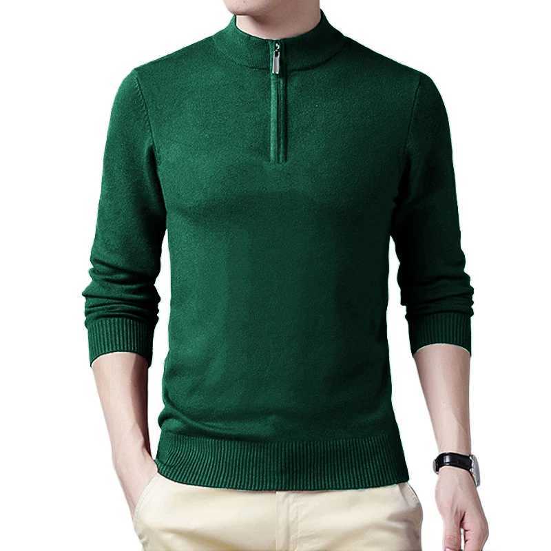 Autumn Mens Half Zipper Solid Color Sweaters Warm Turtleneck Streetwear Long Sleeve Pullover Knitted Vintage Sweater Men LX241024