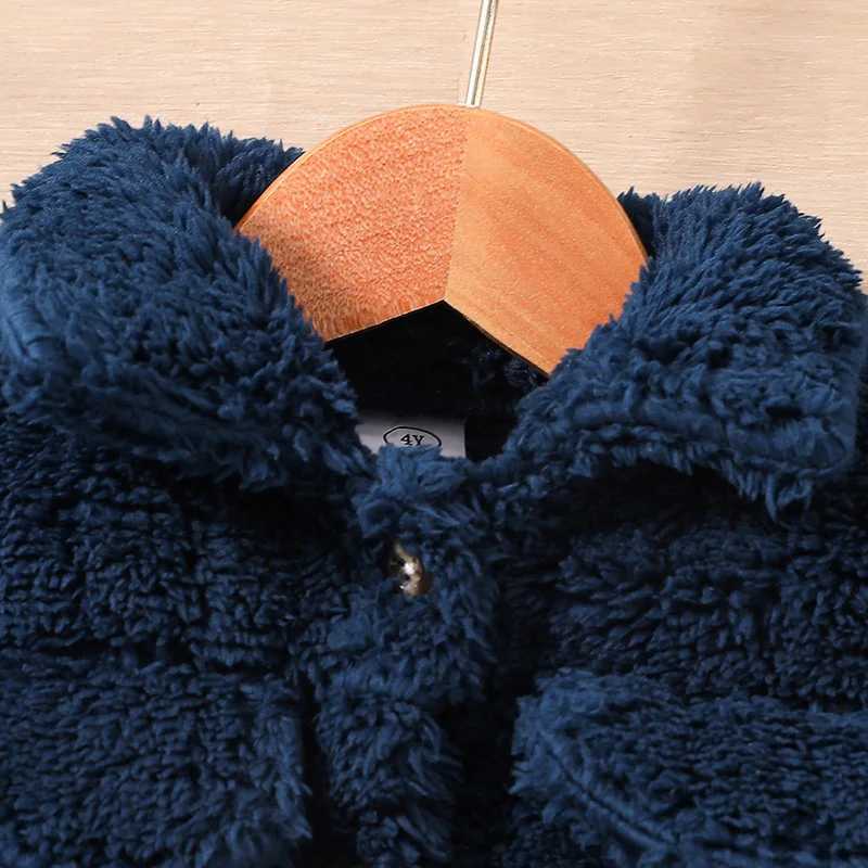 Childrens winter jacket 4-7 years old baby girl lapel deep blue wool coat boutique childrens clothing fashion South Korea Sle Daily W241023