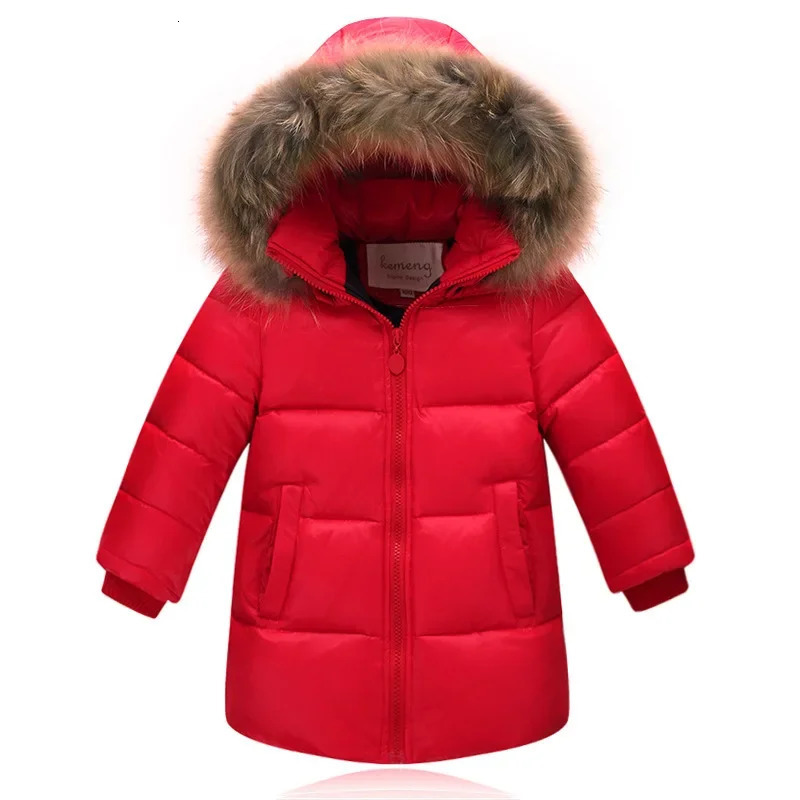 natural fur winter jacket suitable for boys outerwear girls childrens clothing thick outerwear park children 80-160cm 241024