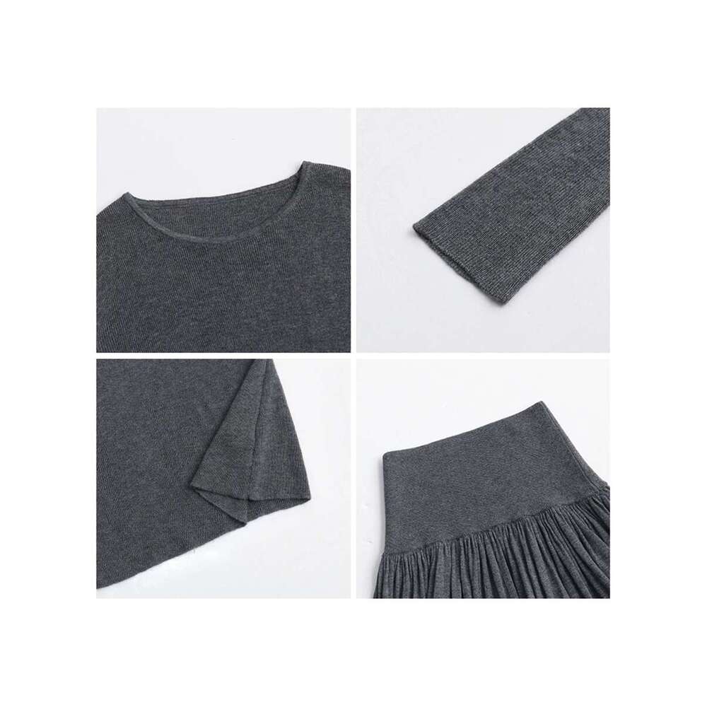 CHIC VEN Women Sweaters Solid Slim Round Neck Female Jumpers Elastic Waist Pleated Woman Skirt Set Spring Autumn 2024