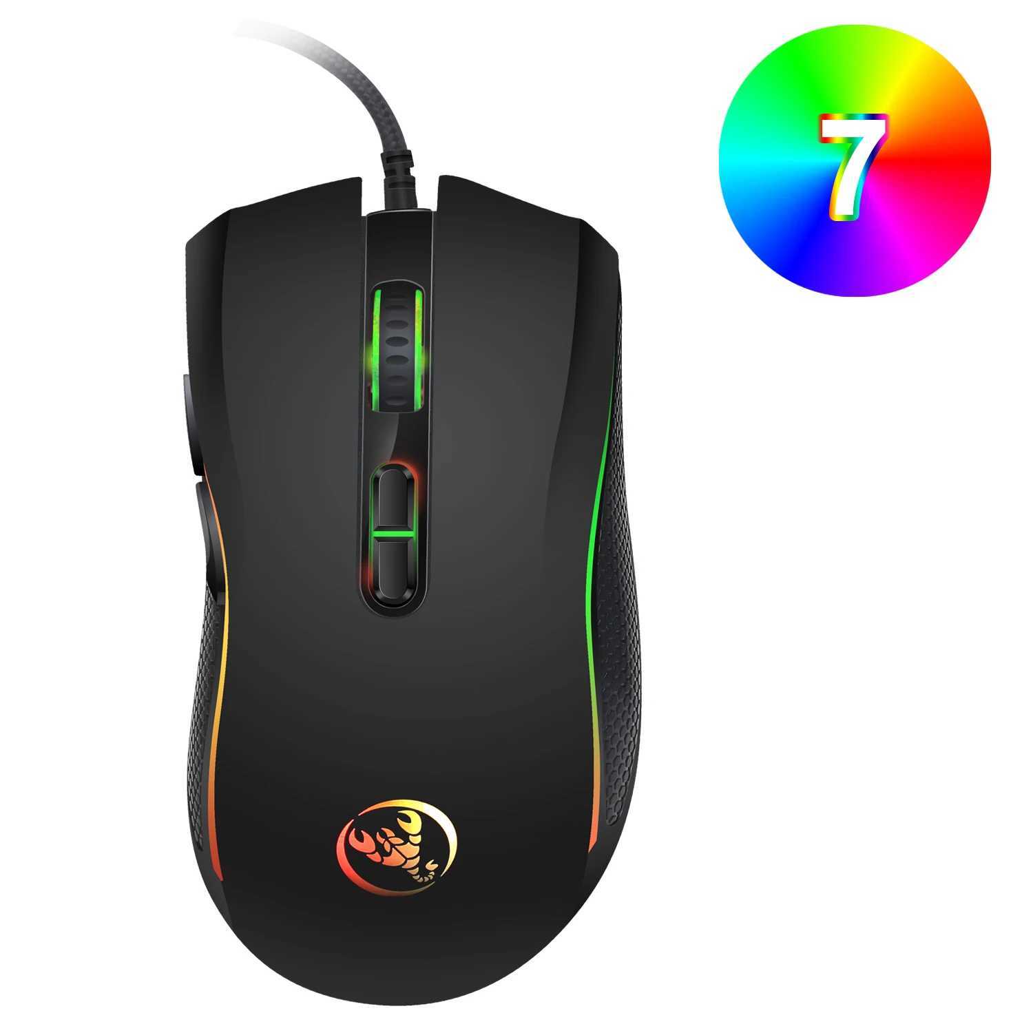 Popular choice HXSJ A869 optical ergonomic RGB ABS 4-level resolution adjustment wired gaming mouse for laptop and PCLX241024