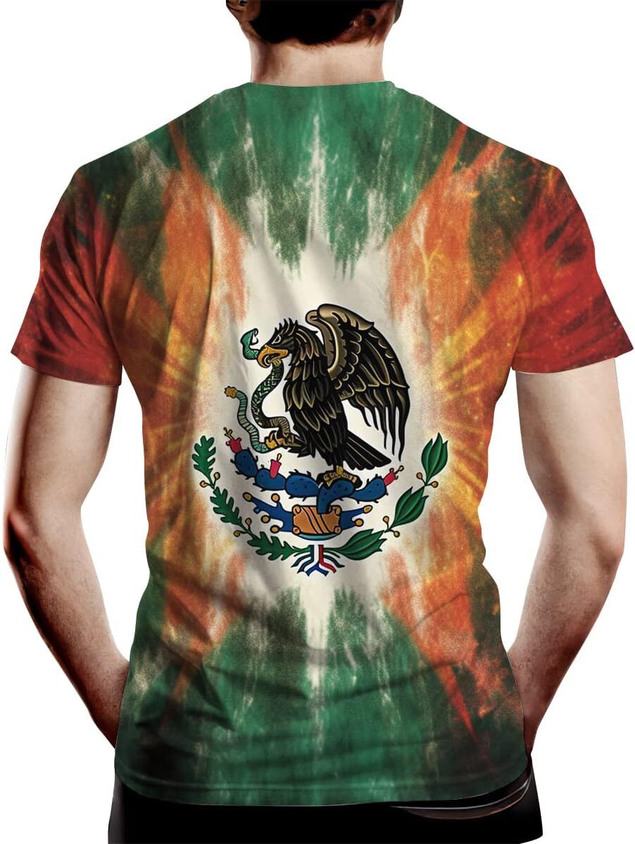 Mens T shirt Men's Tie Dyeing Style Creative Novelty 3D Mexican Flag Print T Shirt tee Casual tops summer clothes Breathable