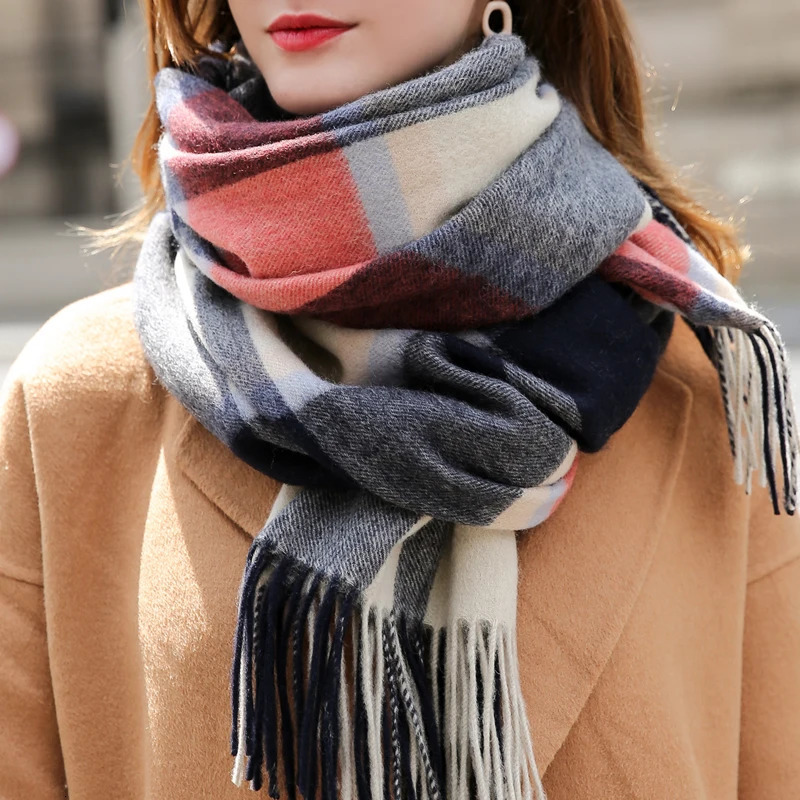 Lamb Cashme Pashmina Thicken Shawls Foulard Warm Checkered scarf designers