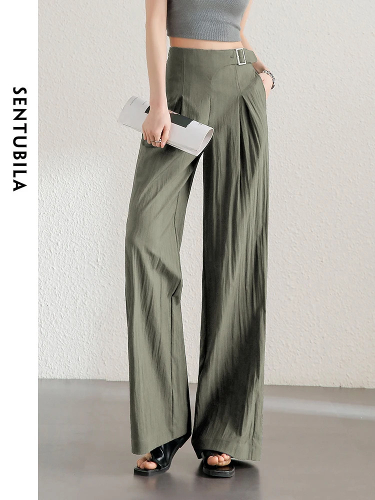 SENTUBILA Womens High Waist Bag Pants Spring/Summer Loose and Lightweight Dragging Wide Leg Pants Womens Trouser 142K54416 241023