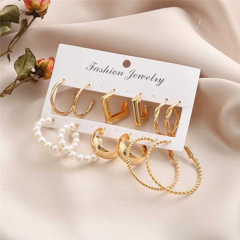 YOBEST Big Gold Color Pearl Drop Earrings for Women Acrylic Ring Earring Set Womens Wedding Jewelry Gifts New Fashion 2024 W241023