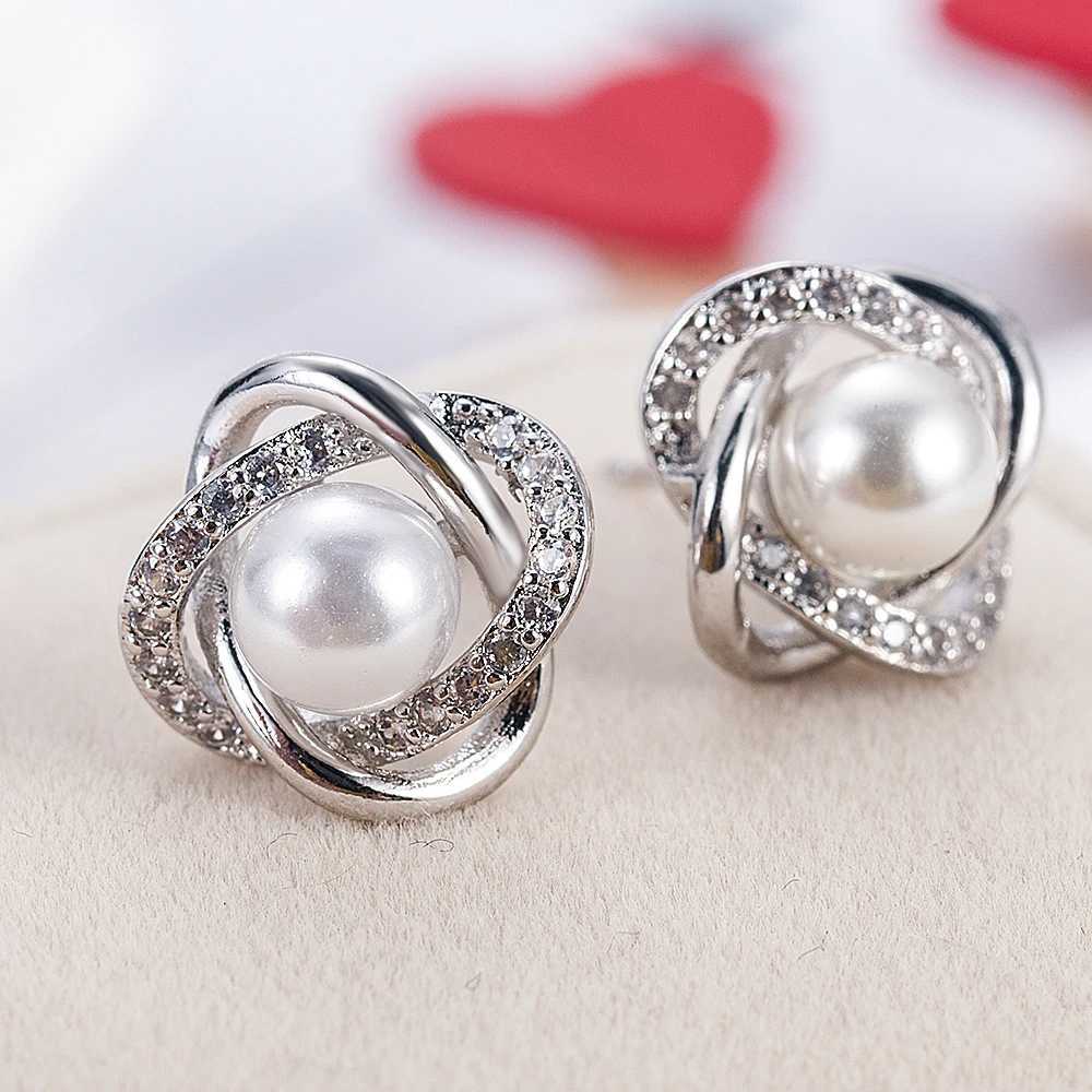 Huitan white imitation pearl earrings are suitable for elegant brides weddings engagements party decorations sparkling CZ luxury jewelry W241023