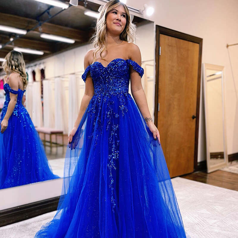 Eightree Formal A-e Evening Prom Dresses Off The Shoulder Appliques Tulle Dress Saudi Arabia tail Party Gowns Custom Size