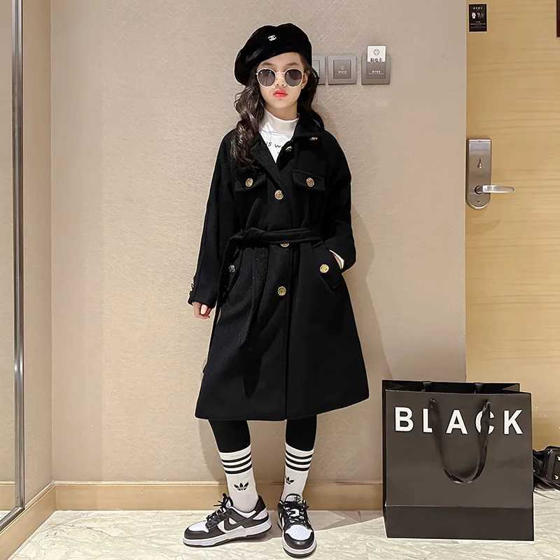 Womens wool coat jacket windproof jacket 2023 simple warm thick winter cotton Par Plus size childrens clothing W241023