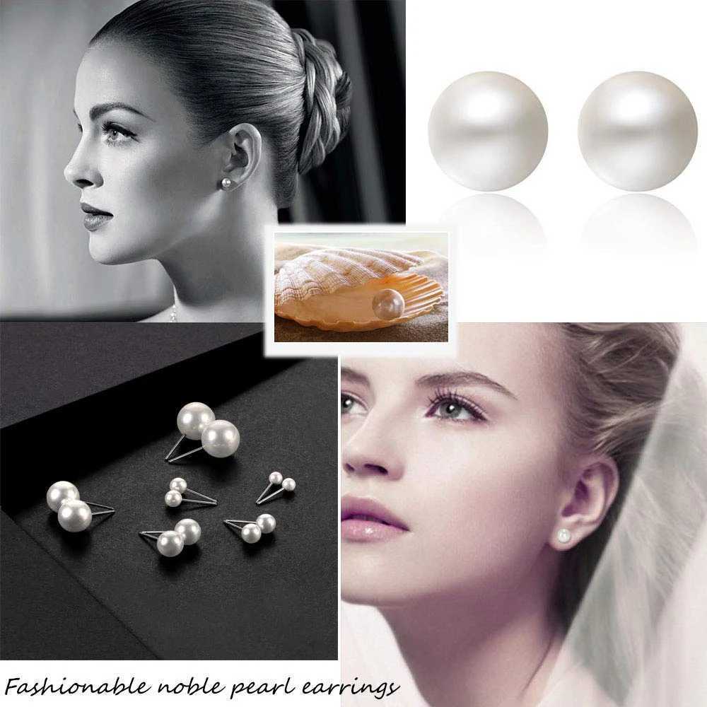 1 pair of stainless steel cubic zirconia pearl ball stud earrings set 3-8mm joint CZ stud earrings W241023