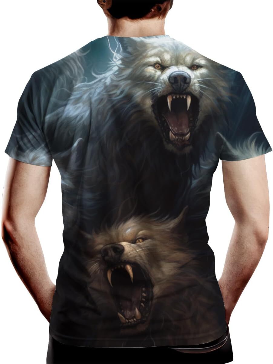 Mens T shirt Men's Novelty Wolf Graphic Print Tee Men's Casual T Shirt tee Casual tops summer clothes Breathable and stylish