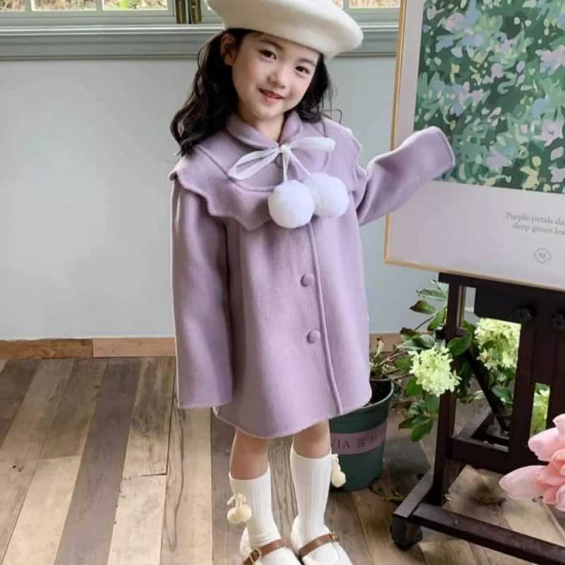 Womens wool coat windbreaker 2023 elegant warm thick winter cotton youth coat childrens clothing W241023