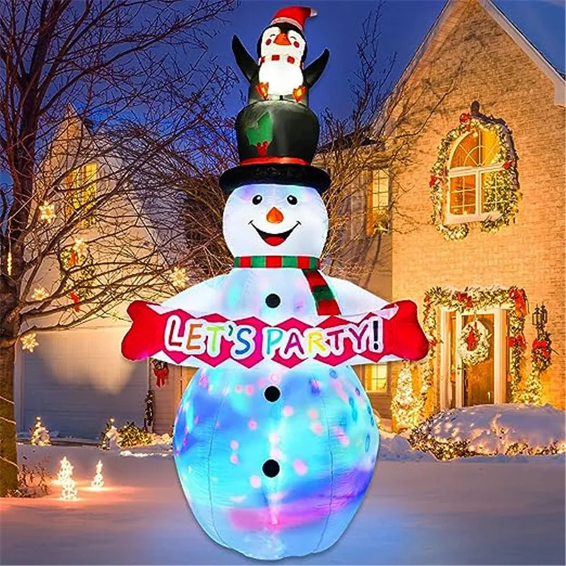 2.4-meter/8-foot Christmas decoration inflatable snowman with LED lights indoor decoration Christmas party outdoor courtyard props decoration 241024