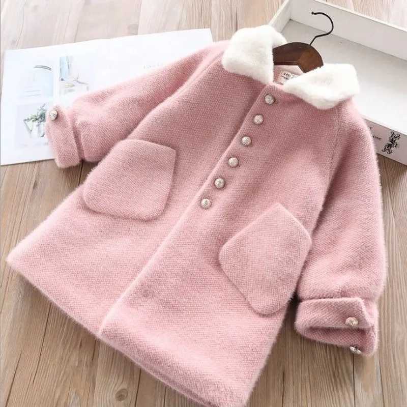 Girls autumn and winter jacket velvet thick fashionable winter clothing childrens long wool coat new HPY007 W241023