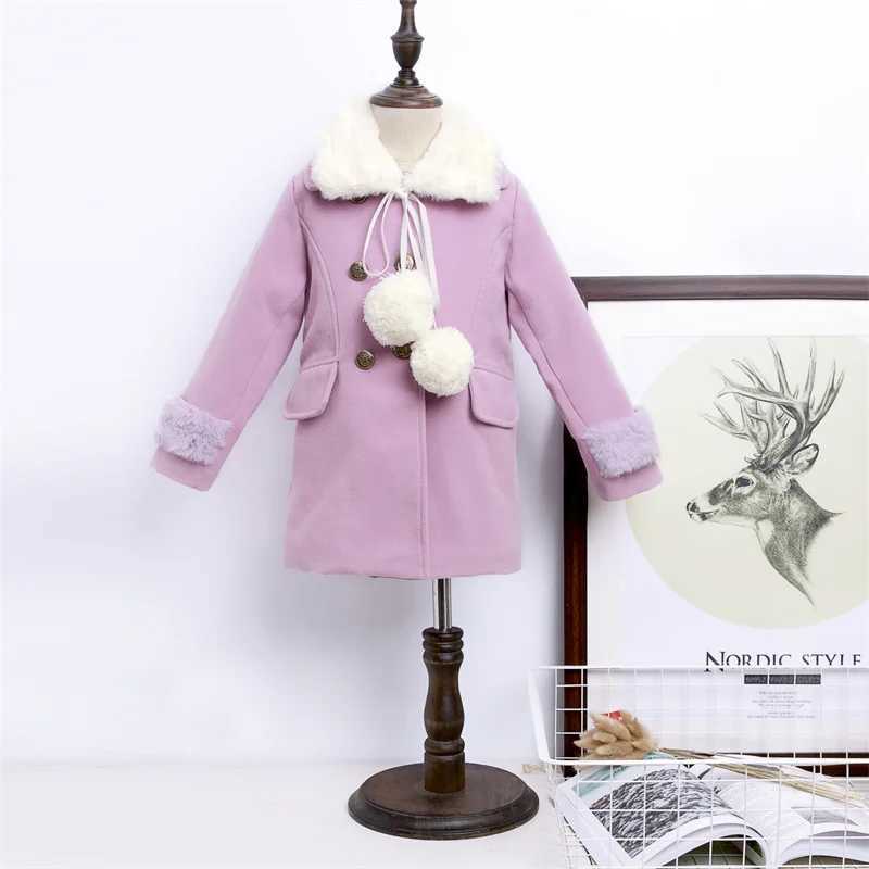 Womens wool coat jacket cotton coat windproof 2023 classic warm thick velvet winter autumn Par childrens clothing W241023