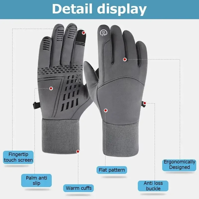 Winter Gloves Touch Screen Water Resistant Windproof Thermal for Running Ski Cycling Driving Hiking Warm Gifts Men Women 241024