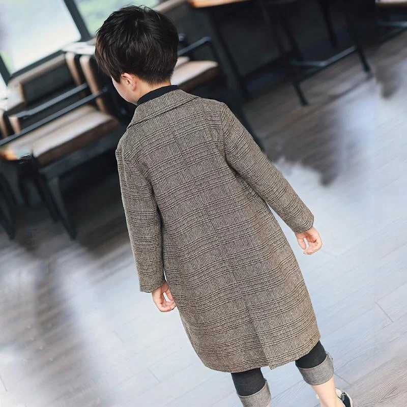 Mens wool coat jacket windproof jacket 2024 long warm thick autumn and winter cotton school childrens clothing W241023