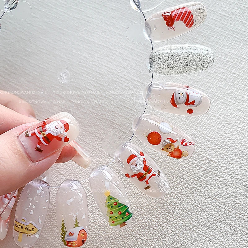 Christmas nail art transfer foil 30 rolls 4 * 100cm slider packaging Santa Claus handmade decoration DIY nail paper stickers 241024
