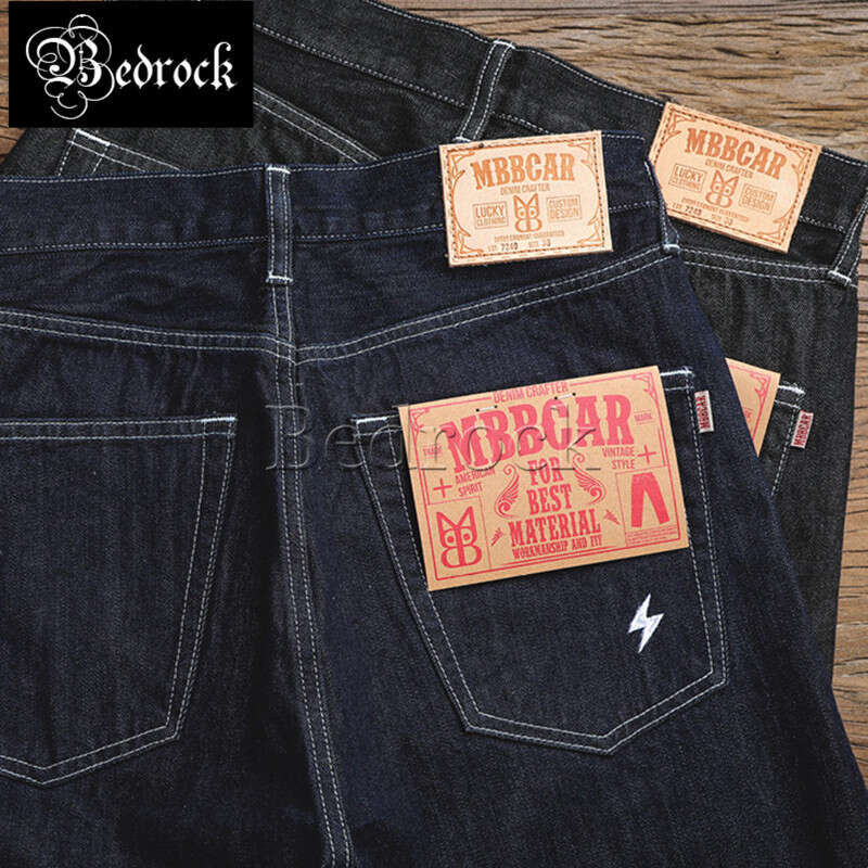 MBBCAR Original Design Casual 14Oz Vintage Heavy Blue One Washed Seedge Denim Jeans For Men Tapered Pencil Pants 7240