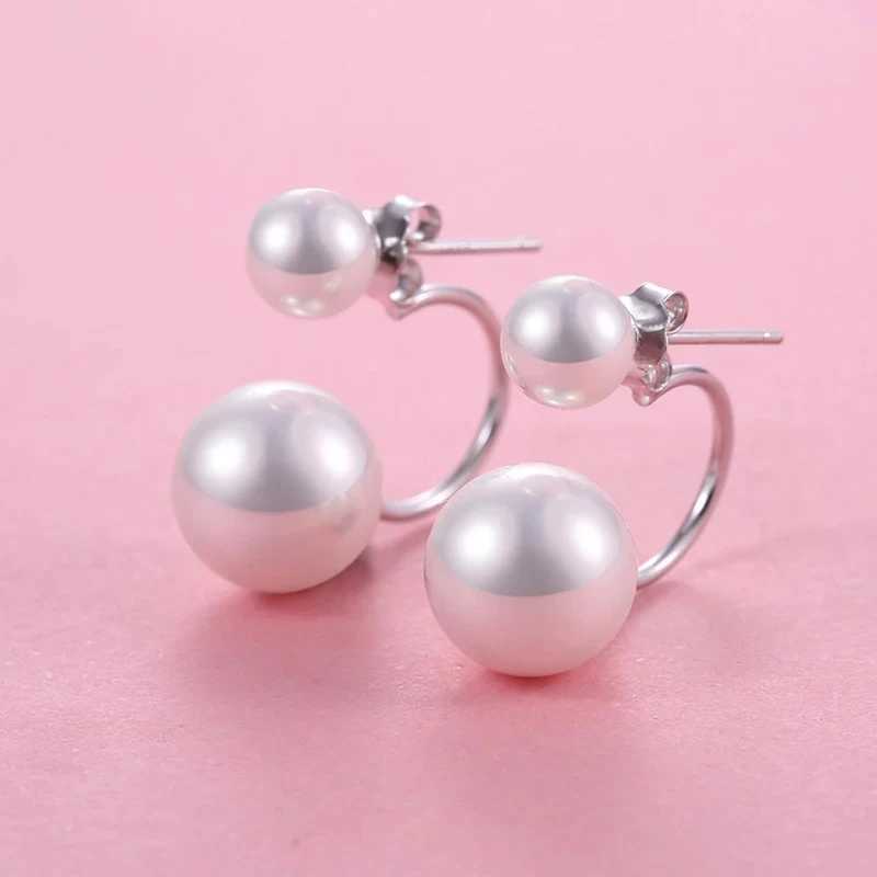 Huitan Double Imitation Pearlings for Women Creative Design Fashion Versatile Female Earring Daily Wear Temperament Jewelry W241023