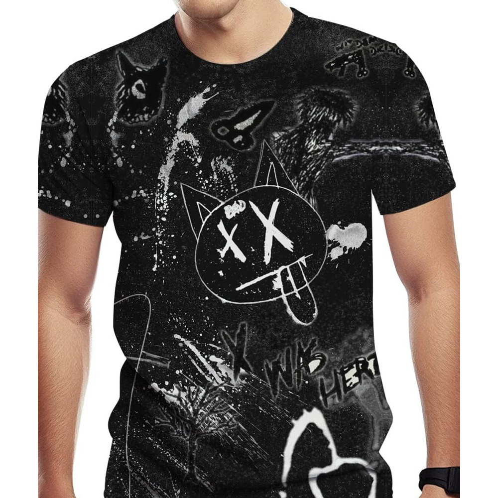 Mens T shirt Mens Graphic Casual Tees Short Sleeve Tshirt with 3D Graffiti Pattern tee Casual tops summer clothes breathable