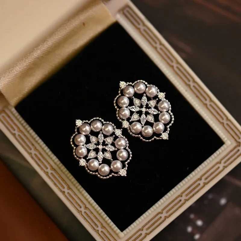 TKJ 925 Silver Needle Pearl Earrings for Women Retro Diamond Design Popular AccessoriesX241023