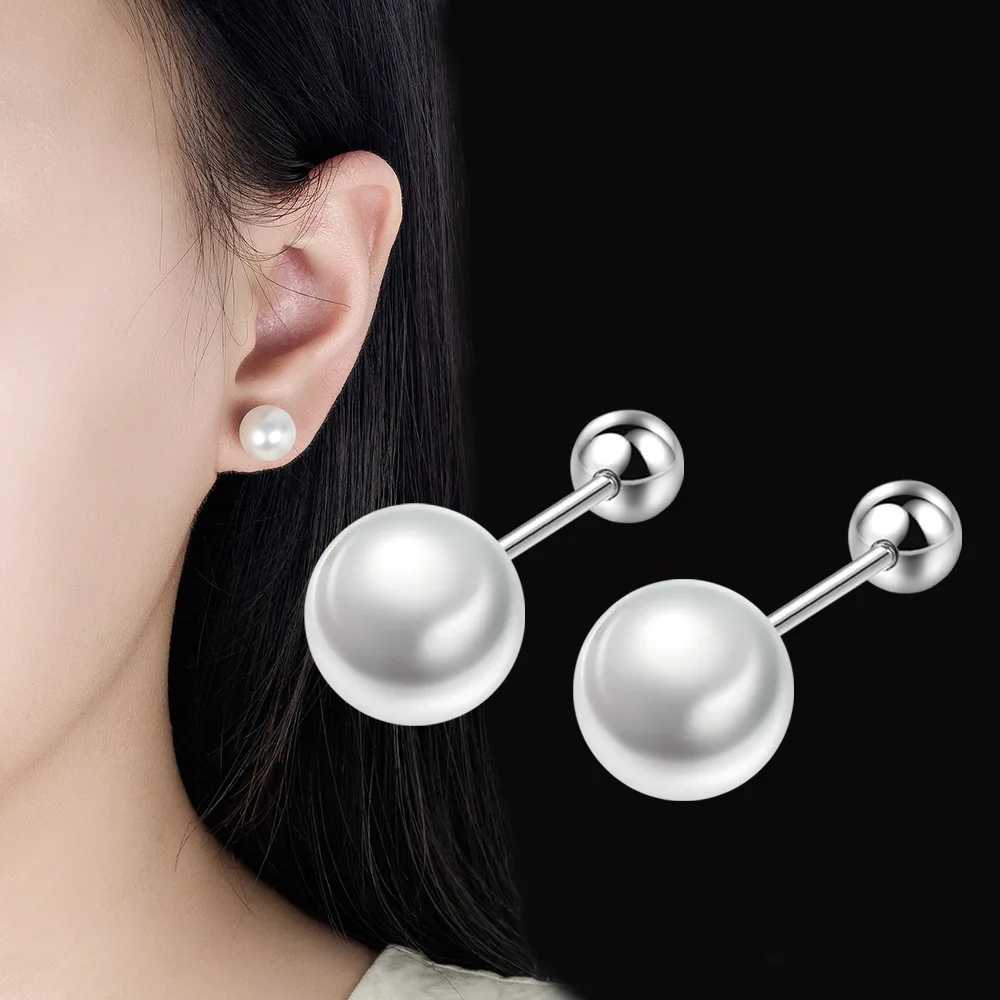 Real 925 Sterling Silver Womens High Quality Fashion Jewelry Pearl Stud Earrings New XY0294X241023