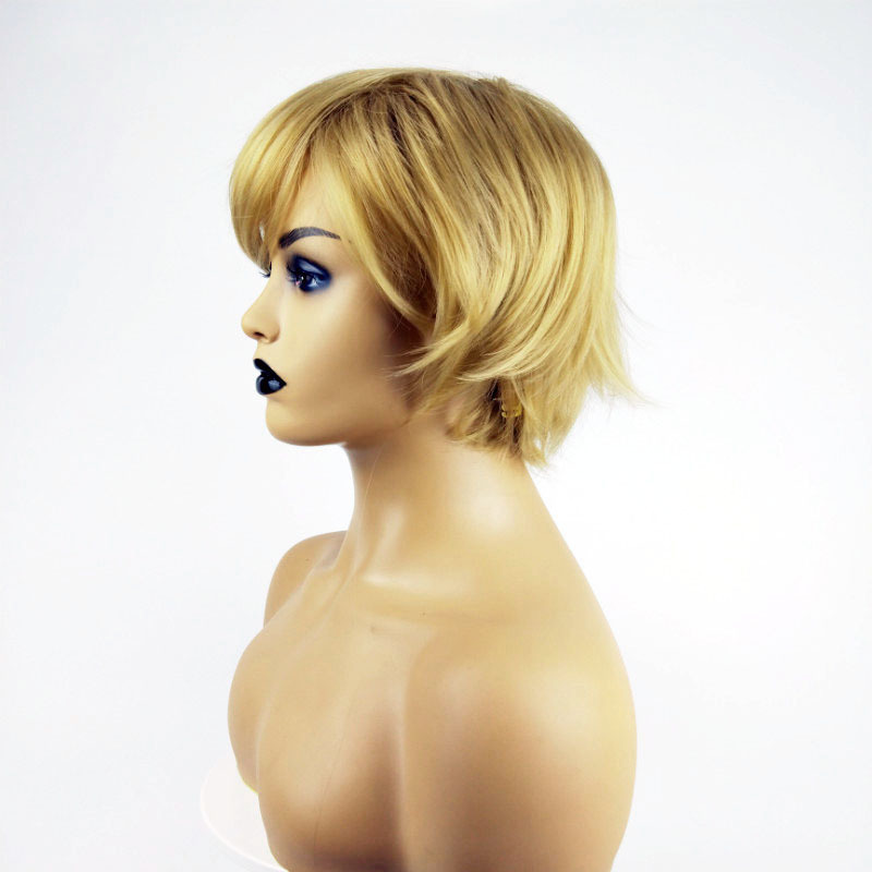 New arrival wig female fashion short straight light blonde short curly hair full head wig