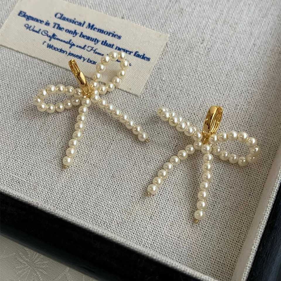 ZAKOL Exquisite Korean Fashion Imitation Pearl Bow Earrings Buckle Earrings Elegant Wedding Party Jewelry W241023