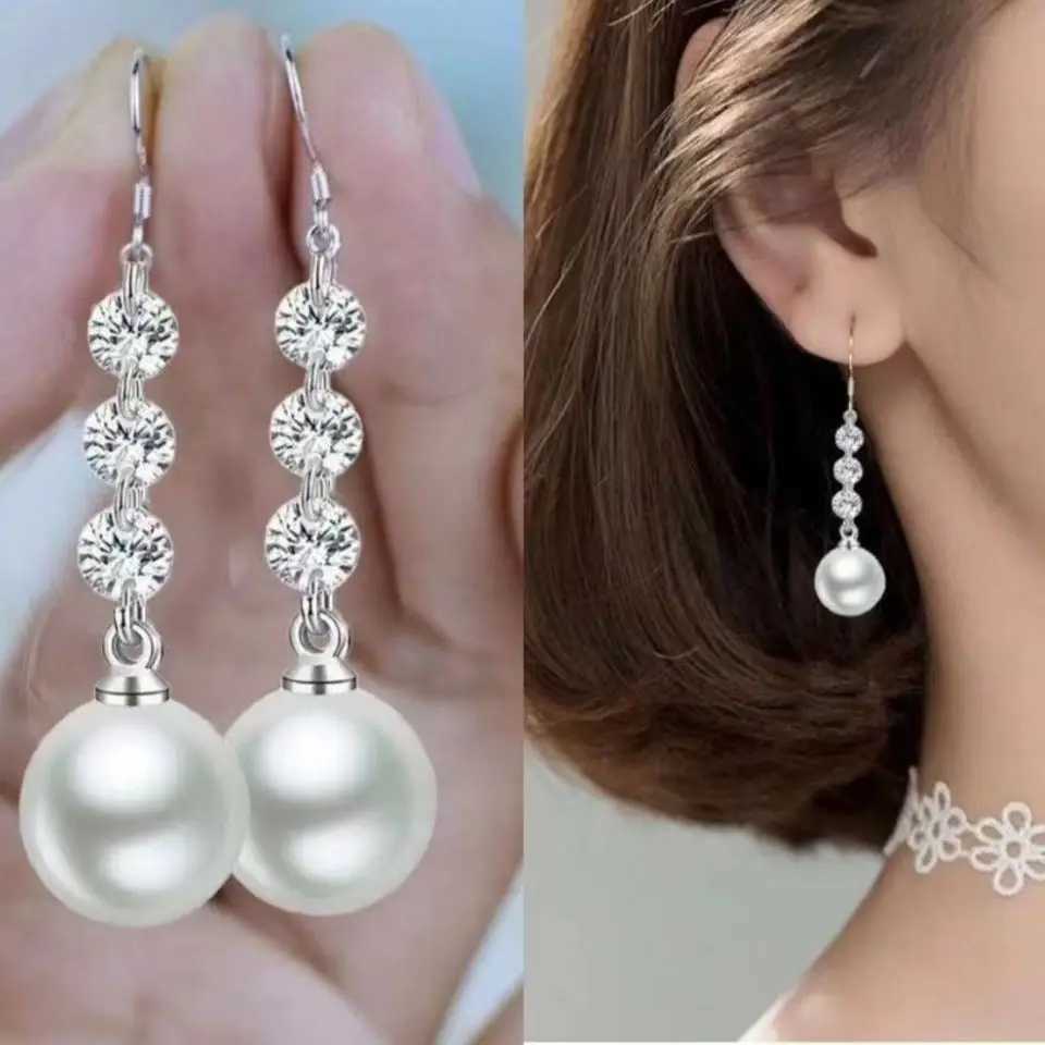 Womens Jewelry Womens Decoration Pearl Drop Earrings Bridal Wedding Engagement Earrings Birthday Anniversary Gift Jewelry W241023