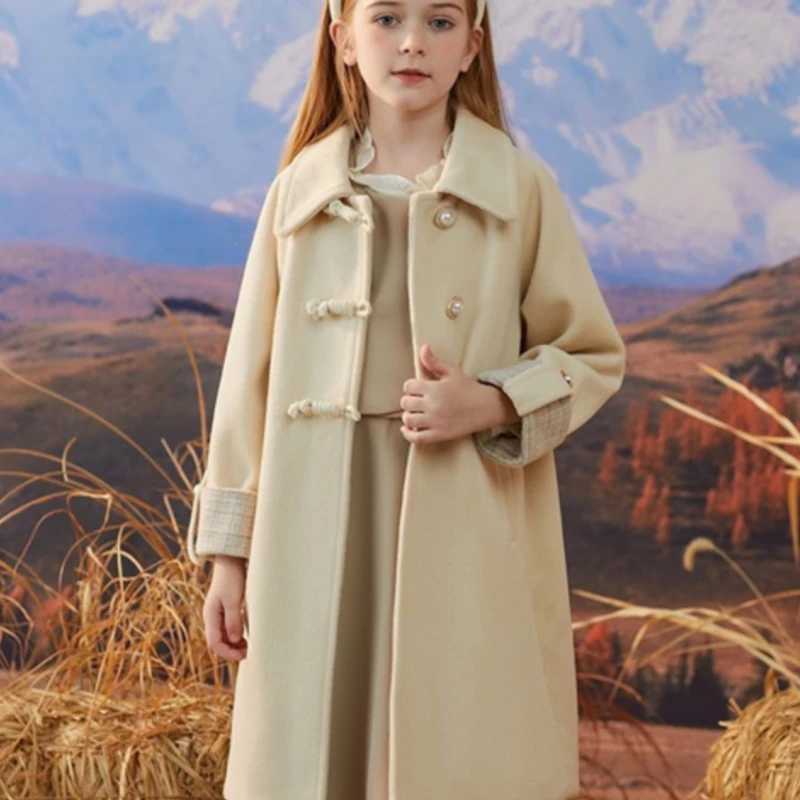 Womens wool coat windproof jacket 2024 sweet and warm thick autumn cotton school childrens clothing W241023