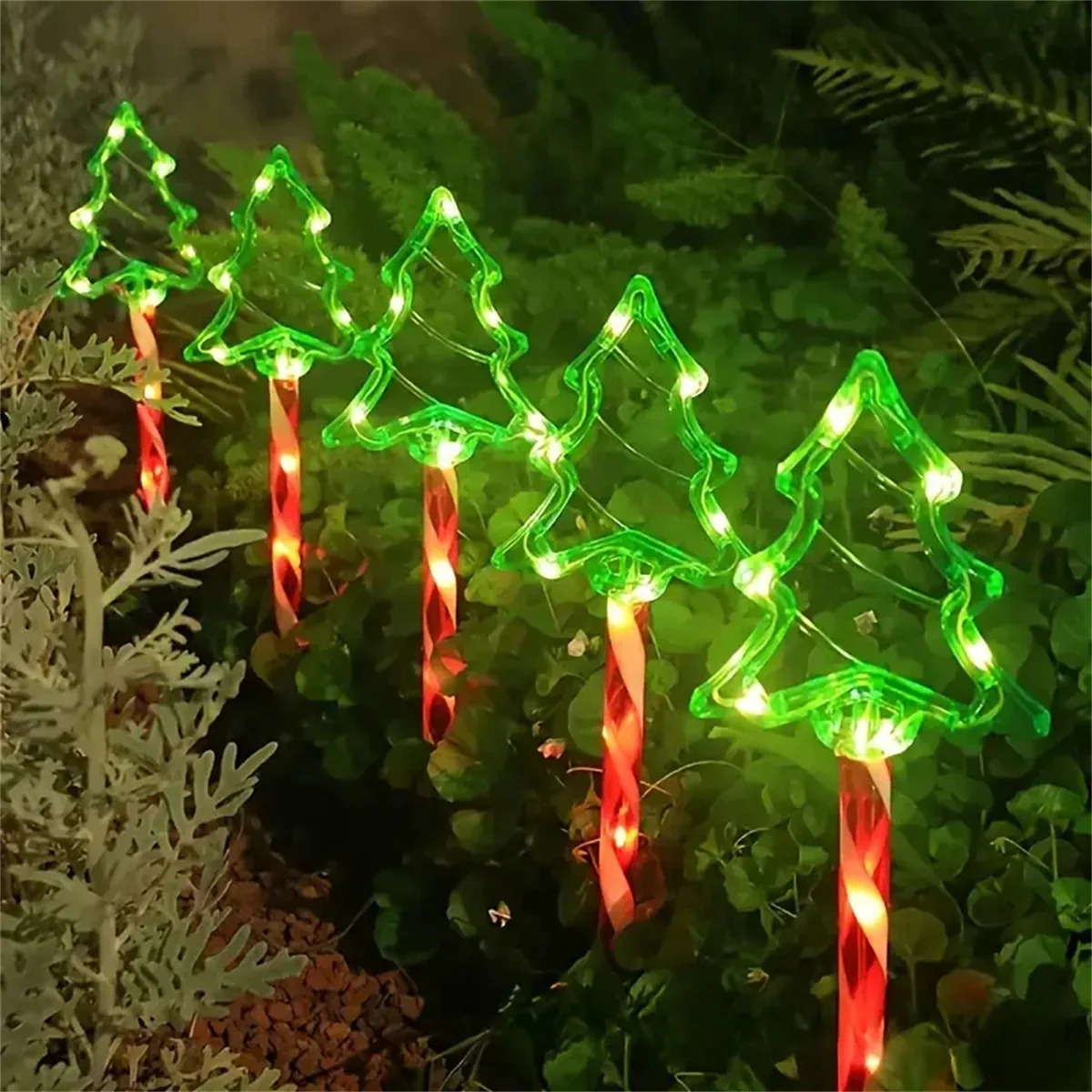 5 pieces/set of solar powered Christmas candy vine lights outdoor waterproof 8 modes floor installation garden courtyard Christmas decoration 241023