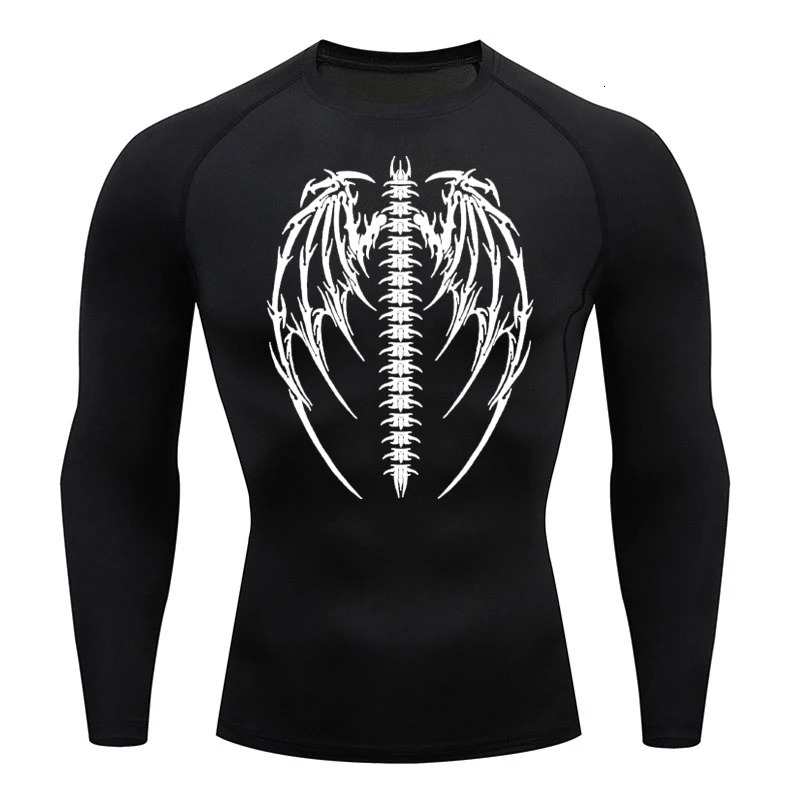Y2K printed running compression T-shirt mens quick drying fitness sportswear gym sportswear long sleeved breathable shirt top 241024