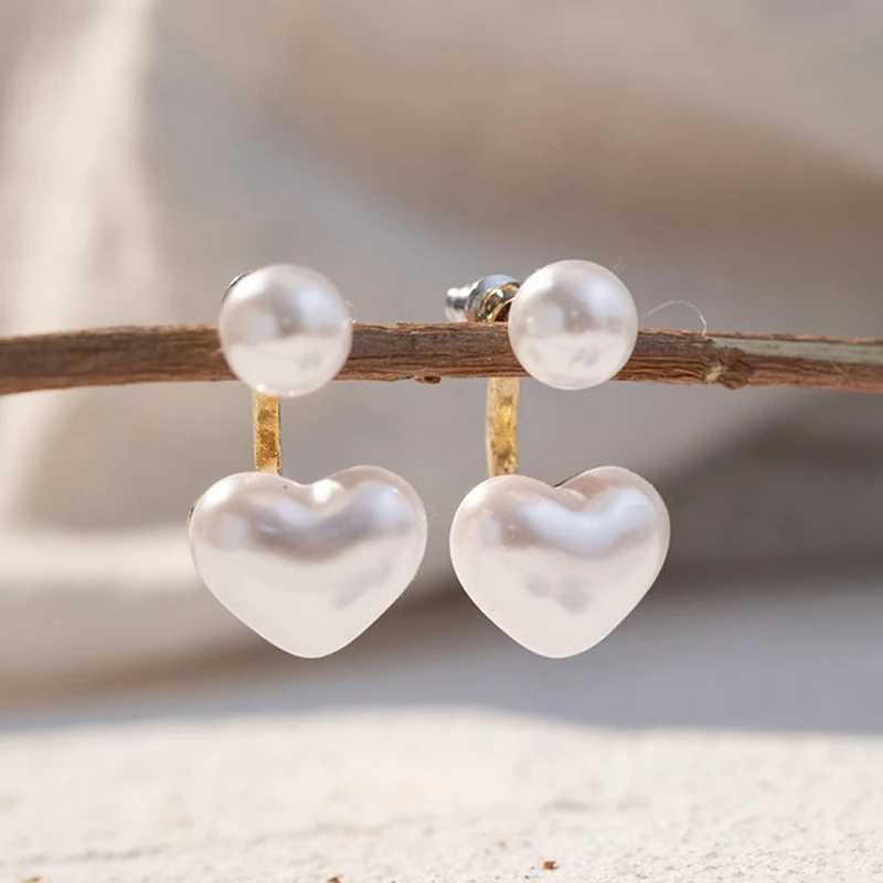Elegant Heart Pearl Drop Earrings for Women Romantic Love Dangle Earrings Wedding Party Fashion Jewelry 2024 New Gift pendientesX241023