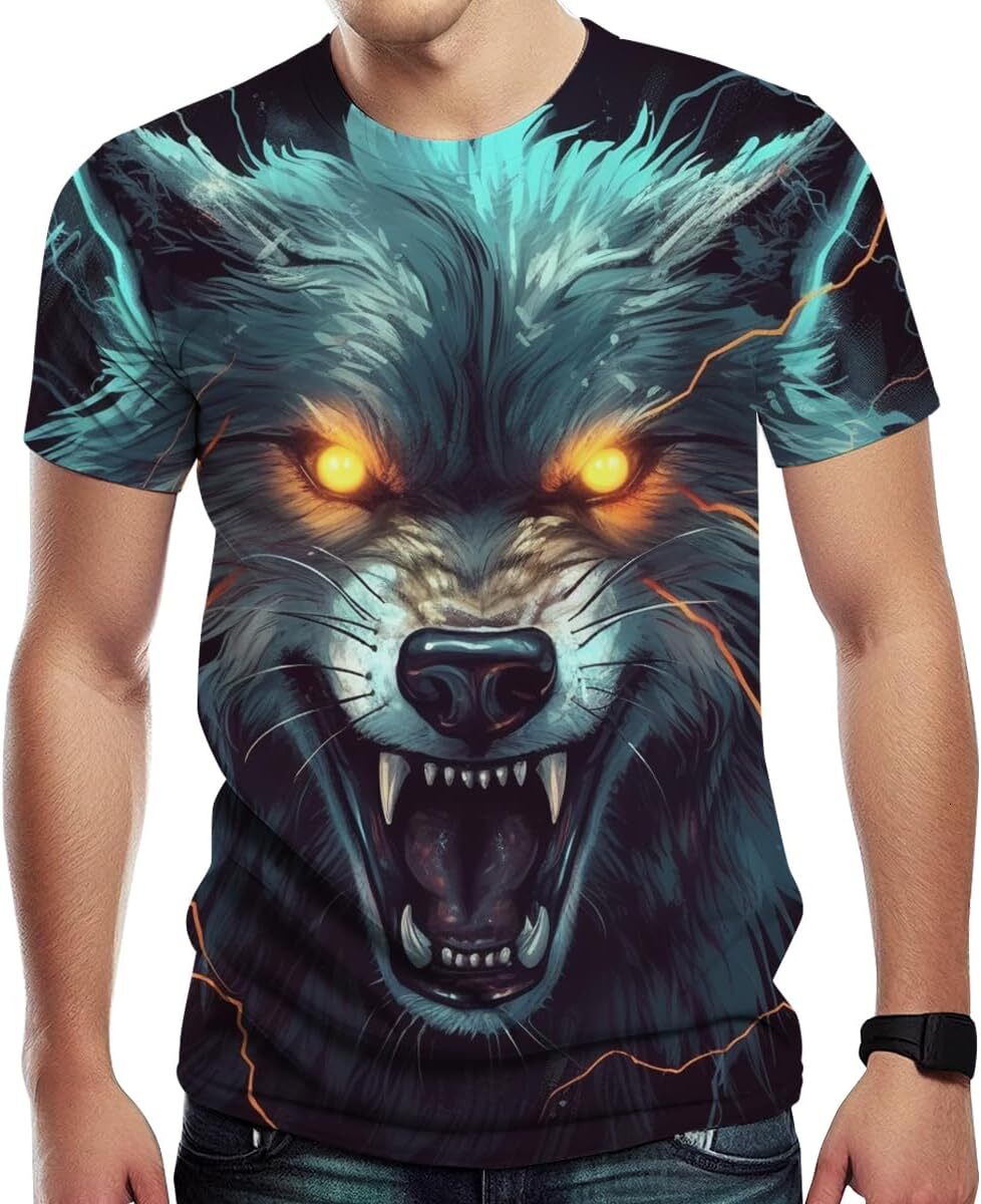 Mens T shirt Fashion Novelty Shirt Wolf Graphic Print Men's Cool T-Shirt tee Casual tops summer clothes trend cool