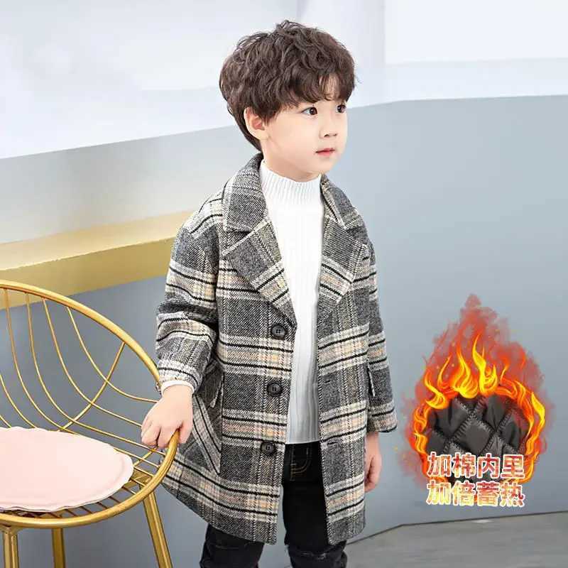 Boys coarse woolen coat foreign chiffon coat 2022 autumn and winter new mini set childrens baby clothing W241023