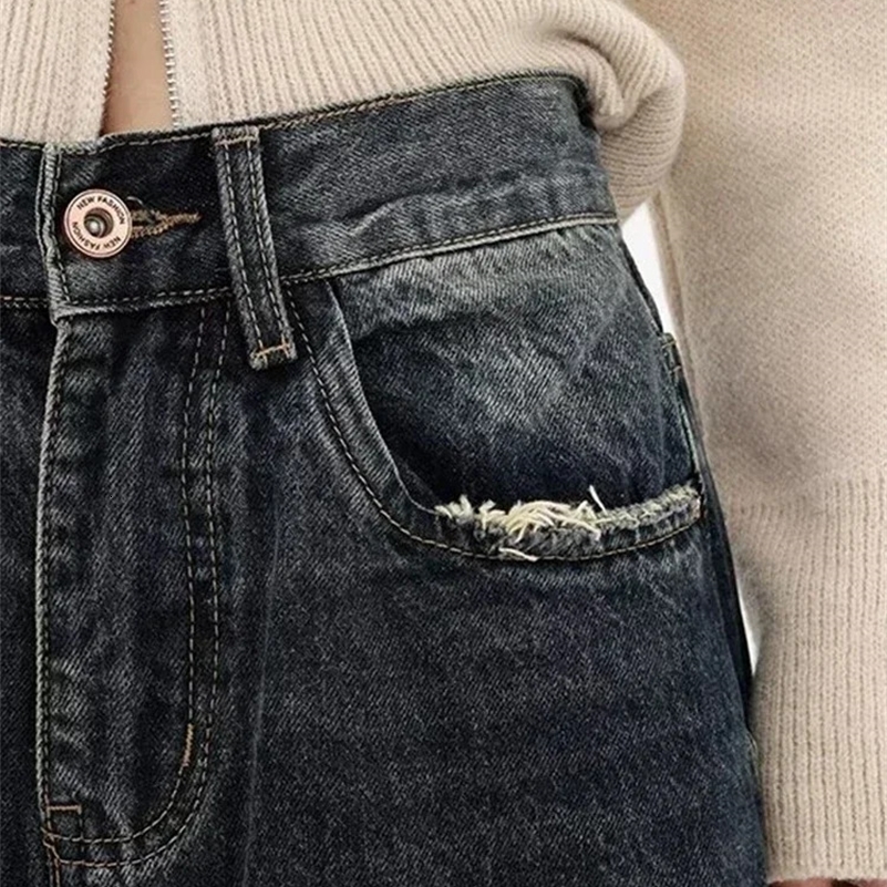 HOUZHOU Harajuku Y2K Baggy Jean Streetwear Retro Fashion Autumn High Waist Pants Loose Wide Leg Denim Trousers Female y241007