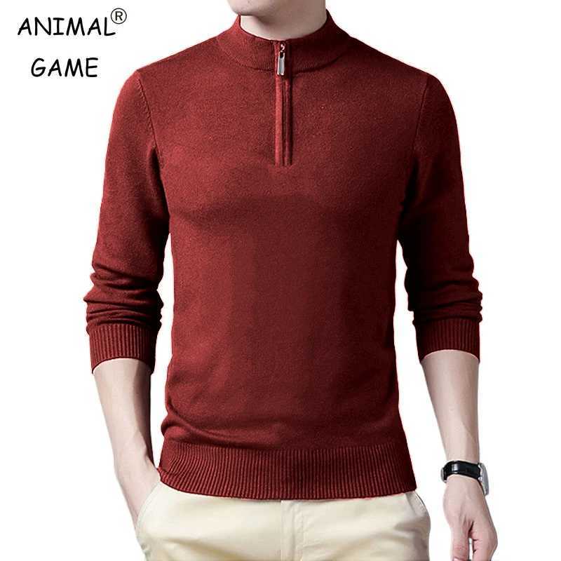 Autumn Mens Half Zipper Solid Color Sweaters Warm Turtleneck Streetwear Long Sleeve Pullover Knitted Vintage Sweater Men LX241024
