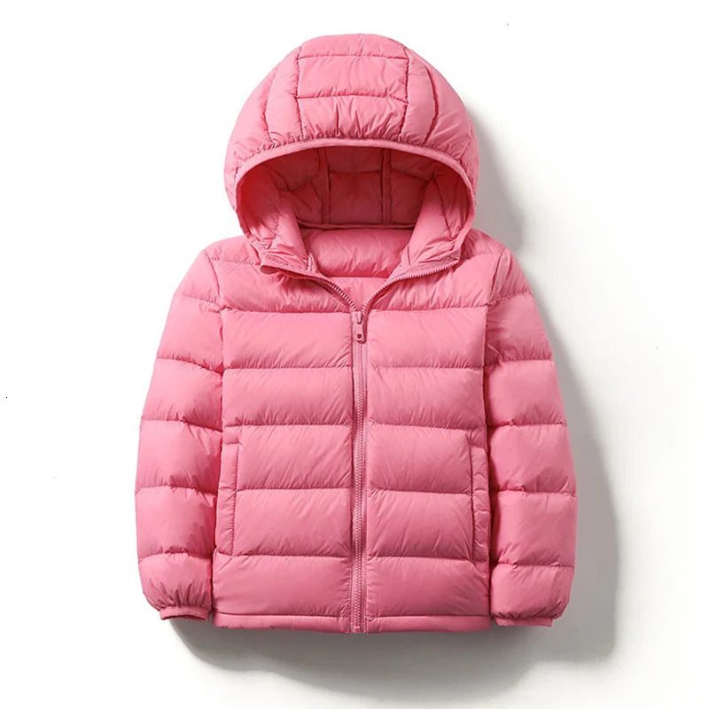 childrens duck down jacket ultra light hooded winter jacket suitable for boys and girls portable windproof fluffy park 13T 14T 241024