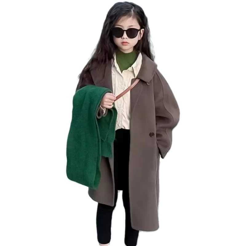 Womens wool coat windproof jacket 2023 classic warm thick winter cotton Par Plus size childrens clothing W241023