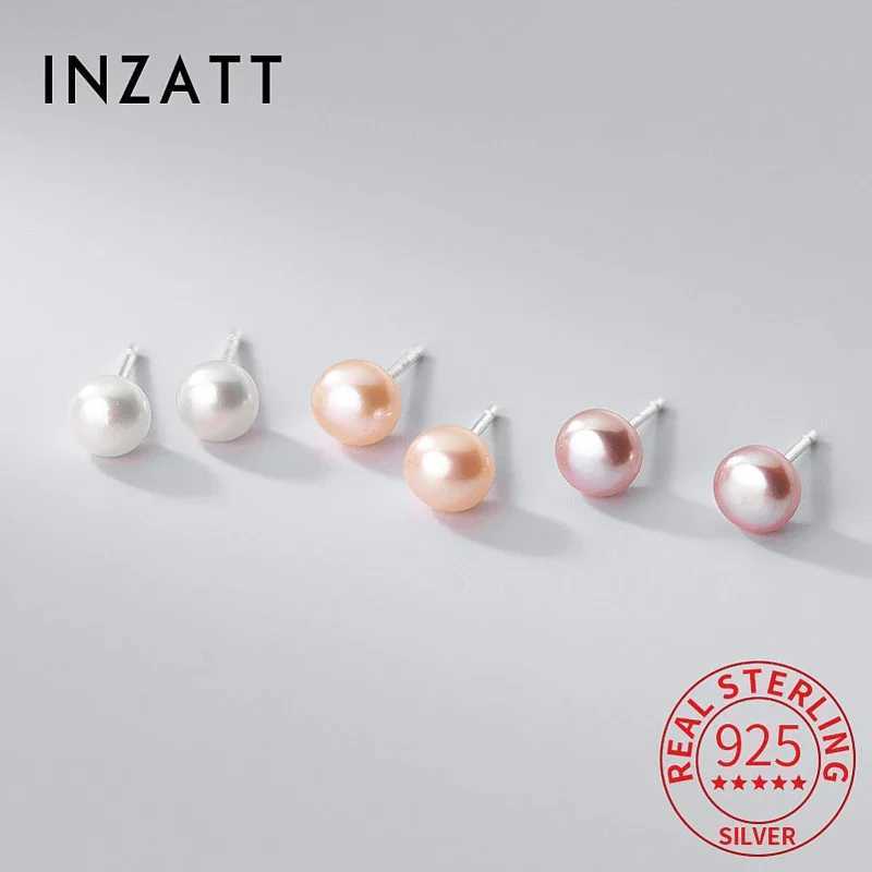INZATT INS Hot Real 925 sterling silver 4/6/8MM freshwater pearl earrings for womens exquisite jewelry mini accessories W241023