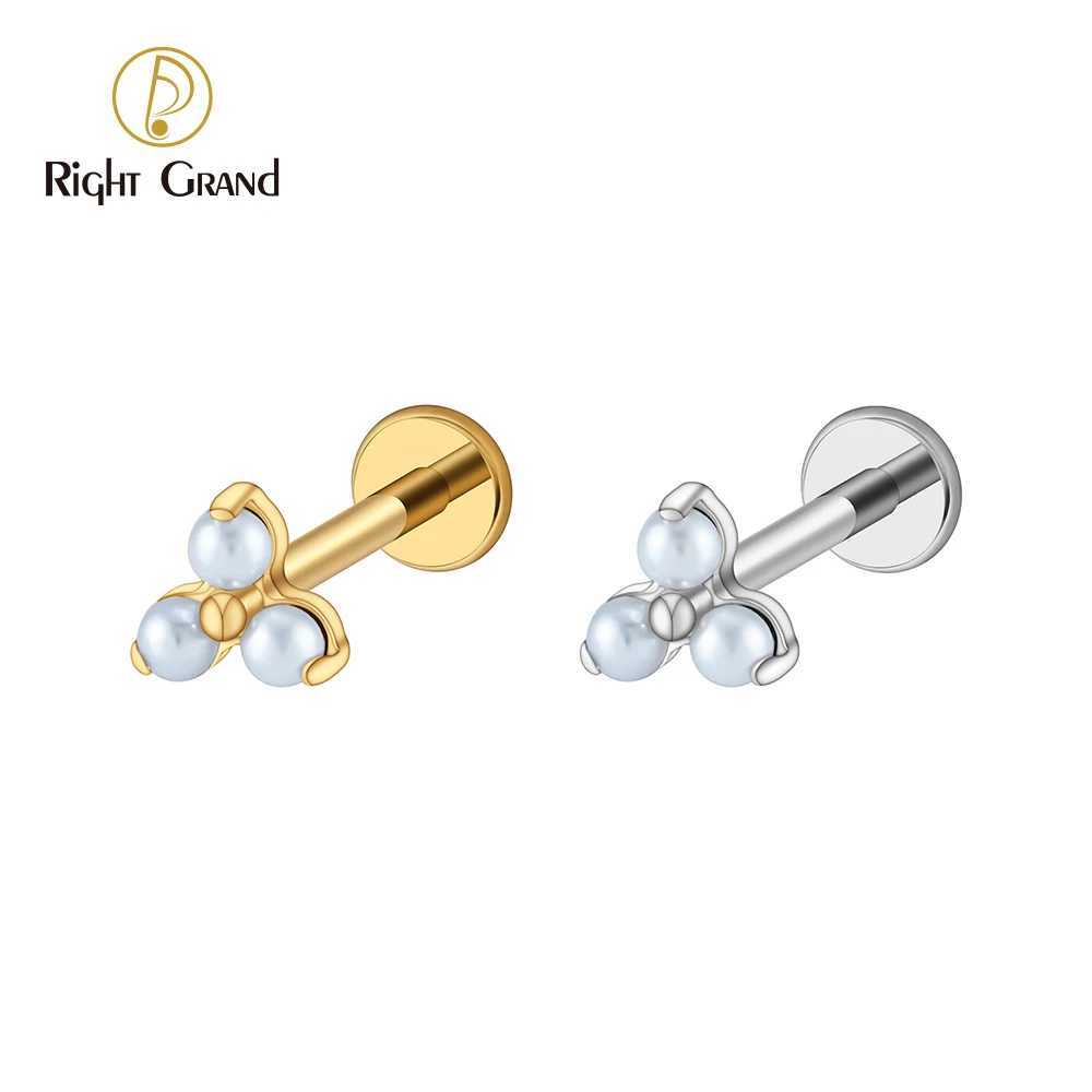 Grand ASTM F136 Titanium 16G Trinity Pearl Earrings Helix Tragus Earrings Three Flower Earrings Lipstick Perforated Jewelry W241023