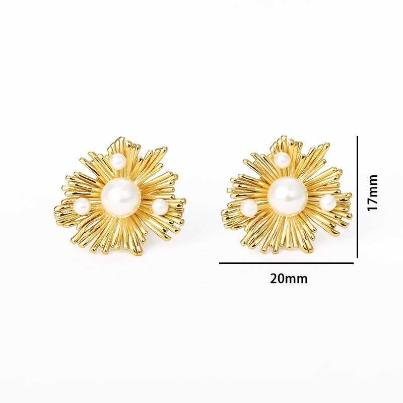 Stainless steel geometric pearl earrings for women fashionable gold earrings perforated elegant La Jewelry gift pendant W241023