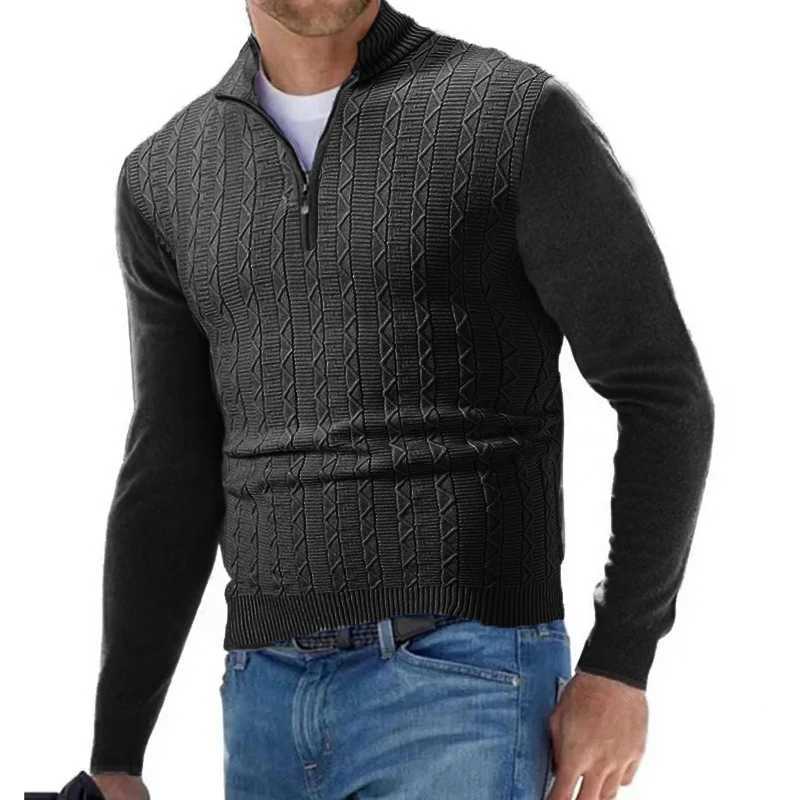 Streetwear Mens Half Zipper Pullover Sweaters Long Sleeve Knitted Solid Color Sweaters Men Oversized Breathable Sweater Men LX241024