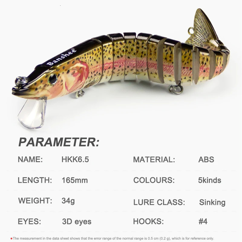 165mm 34g Fishing Lures Jointed Crankbaits Swimbait Sinking Wobblers For Pike Trout Bass Trolling Artificial Hard Bait Tackle 241024