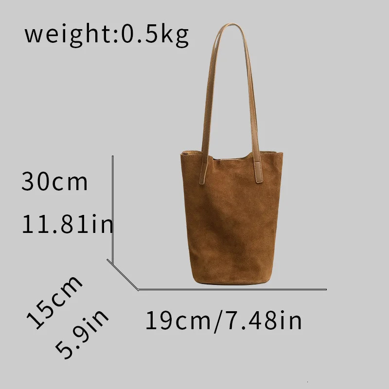 100% Genuine Leather Bucket Bags for Women y S Class Suede Tote Bag with Coin Purse Large Capacity Shoulder Crossbody 241021